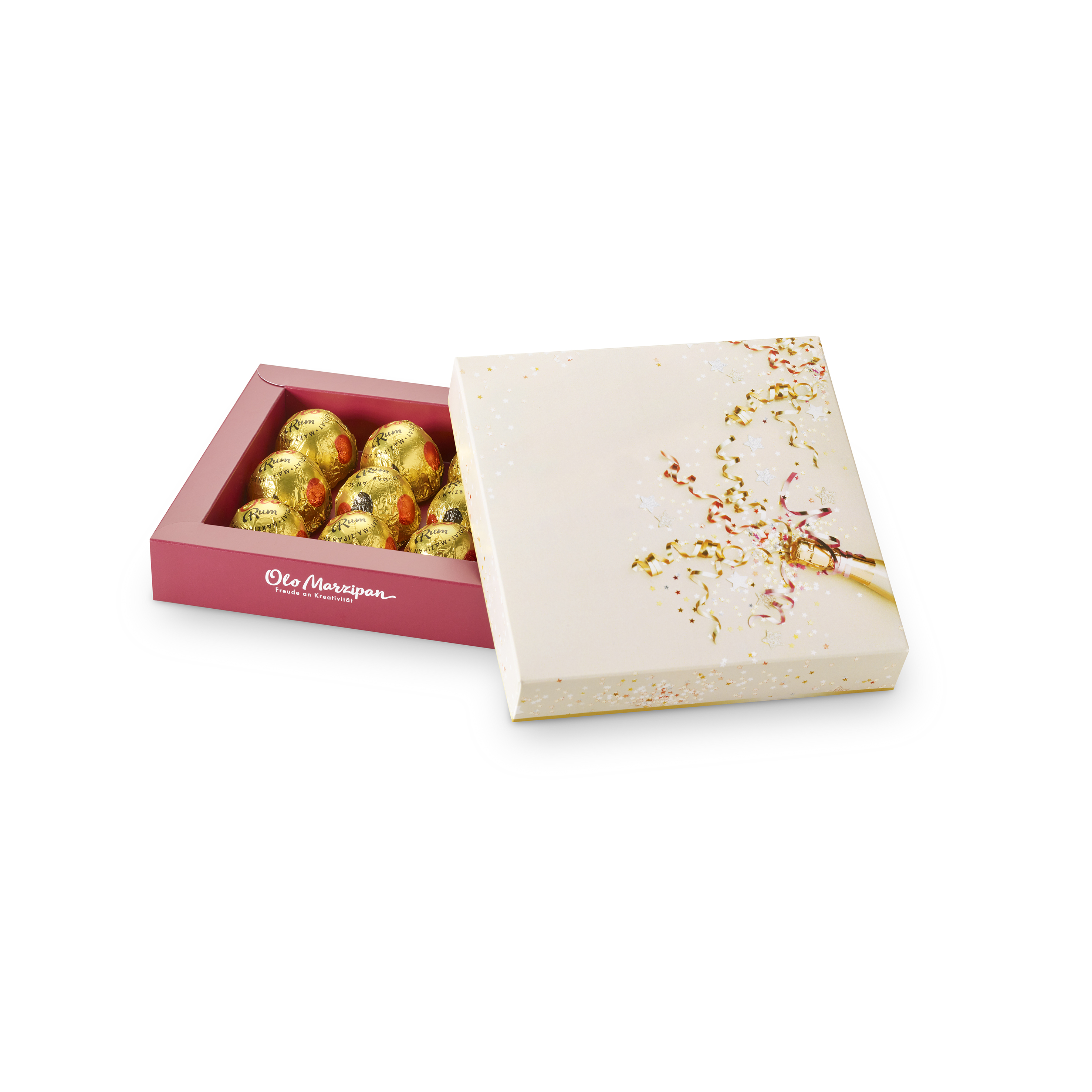9er Geschenkbox Olo Rum "Feiern" Marzipankugeln
