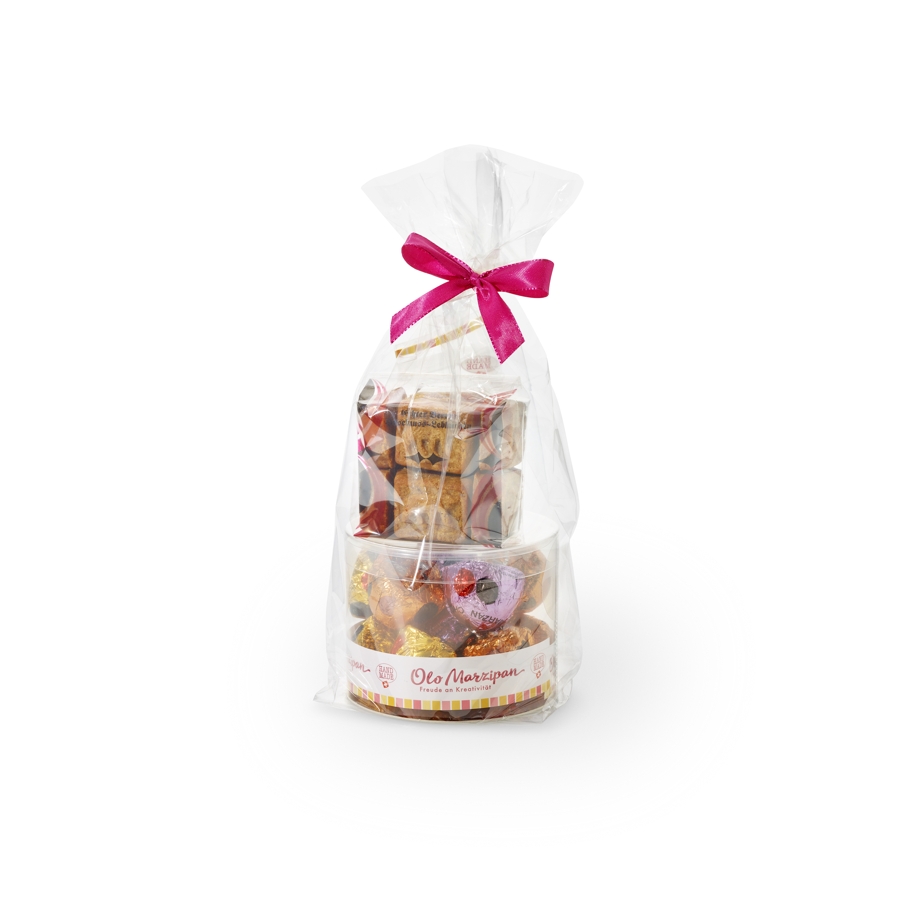 Geschenk mit Lebkuchen und Marzipankugeln